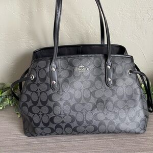 Coach Signature Drawstring Carryall Shoulder Bag Black F57842